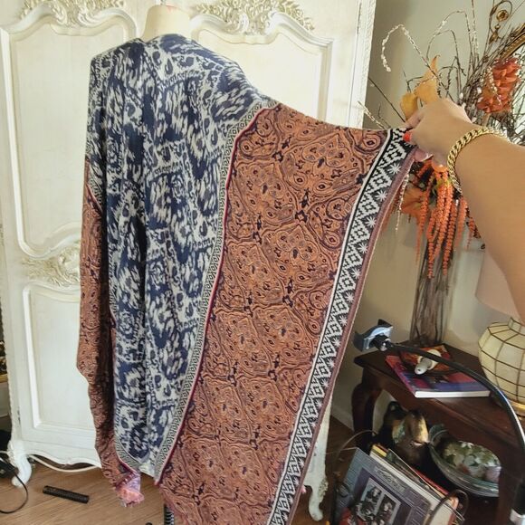 Evelyn K New York Boho Hippie Cardigan Shawl Ethnic Print OSFA - Picture 8 of 11